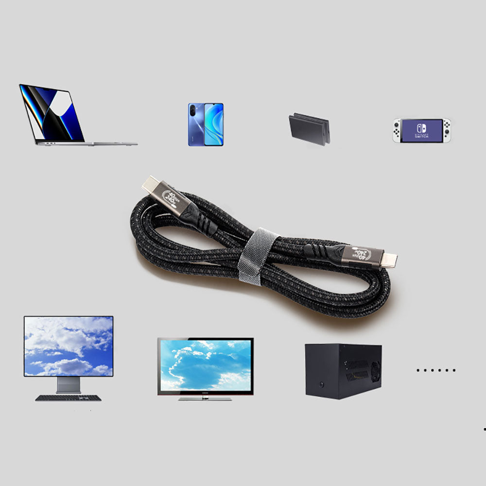 Qgeem QG01 Type-C to Type-C USB4 PD Data Kablosu 240W 40Gbps 8K@60Hz 1.5 Metre
