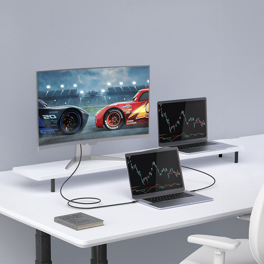 Qgeem QG04 Dijital LED Göstergeli Type-C to Type-C PD 40G 8K@60Hz Data Kablosu 240W 1M