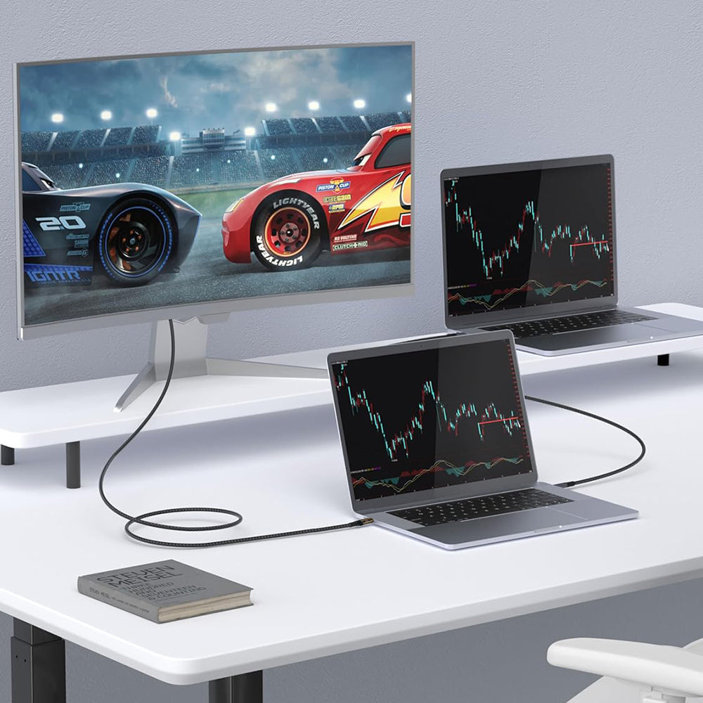 Qgeem QG04 Dijital LED Göstergeli Type-C to Type-C PD 40G 8K@60Hz Data Kablosu 240W 1M