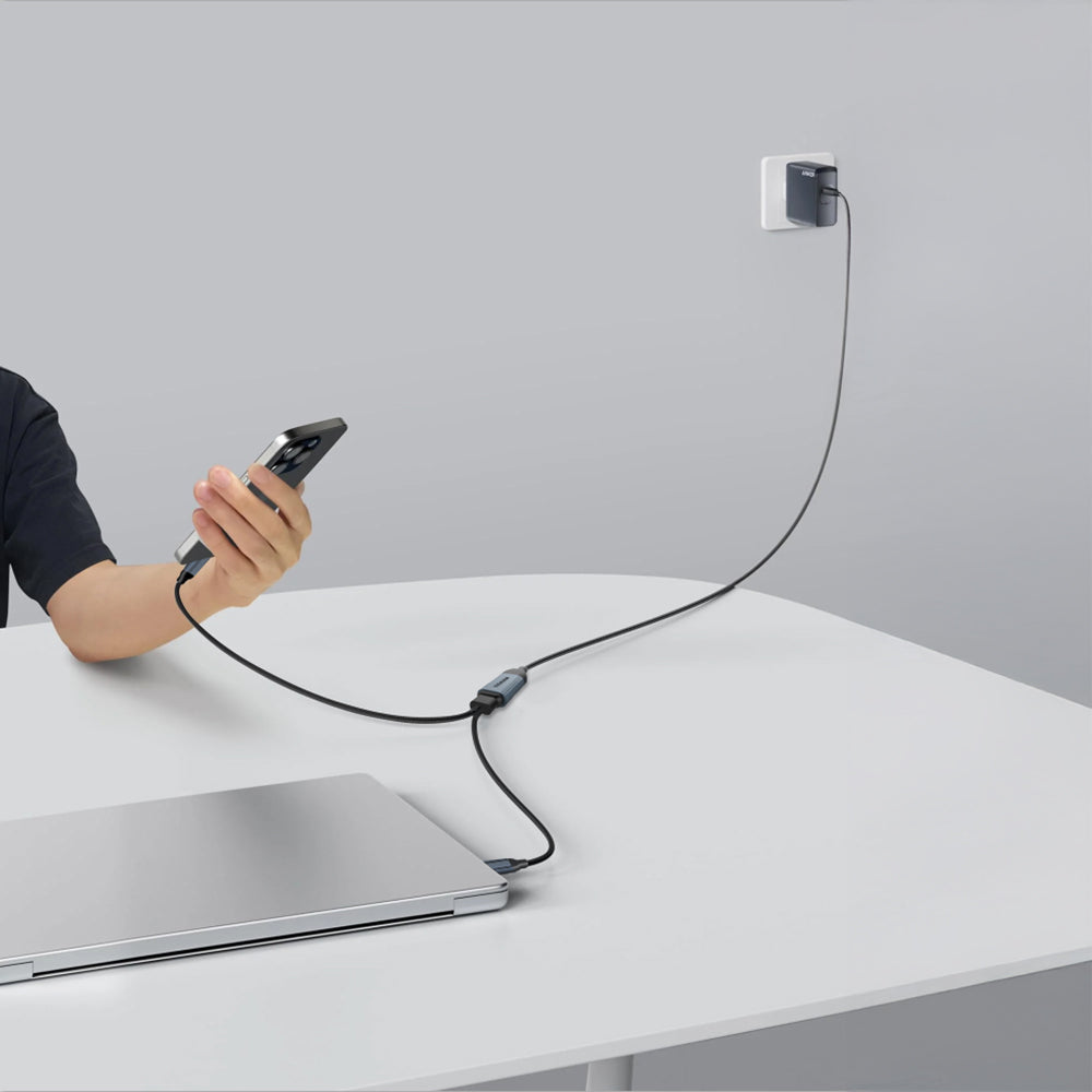 Qgeem Type-C to Type-C 2in1 Data Kablosu 140W 480Mbps 1.2M