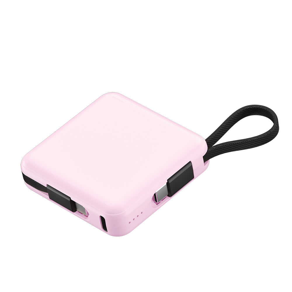 Raptic Lightning ve Type-C Kablolu Dijital LED Göstergeli Askılı Powerbank 5000mAh Kompakt ve Taşınabilir Tasarım