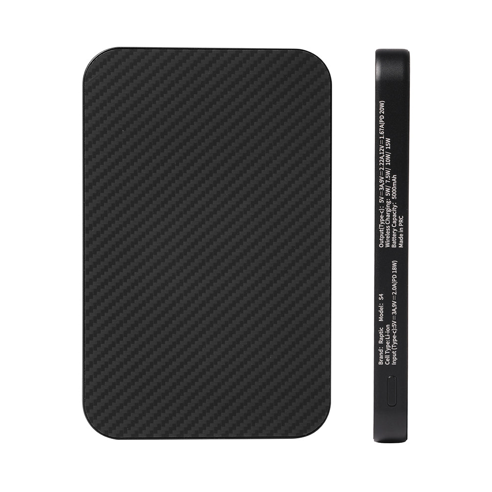 Raptic S4 Aramid-Skin M-safe Şarj Özellikli Ultra İnce 600D Powerbank 15W 5000mAh