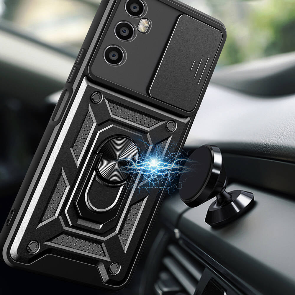 Realme C65 4G Kılıf Magnetik Standlı Kamera Korumalı Zore Sürgülü Vega Kılıf