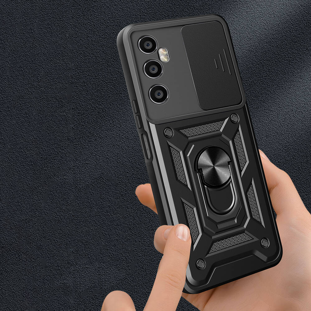 Realme C65 4G Kılıf Magnetik Standlı Kamera Korumalı Zore Sürgülü Vega Kılıf