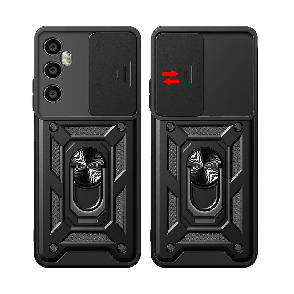 Realme C65 4G Kılıf Magnetik Standlı Kamera Korumalı Zore Sürgülü Vega Kılıf