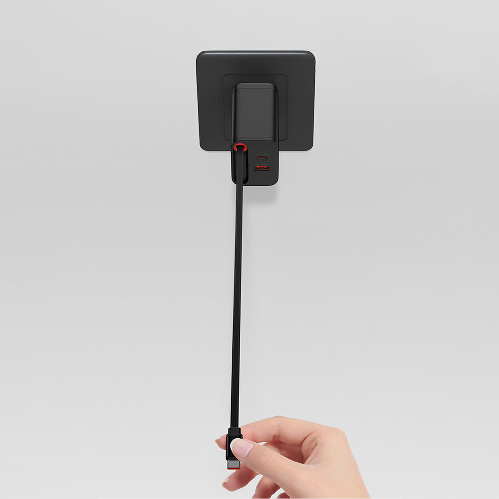 Recci RC103E GaN Teknolojili Hızlı Şarj Başlığı USB-A to Type-C PD 67W Type-C Kablolu Şarj Seti