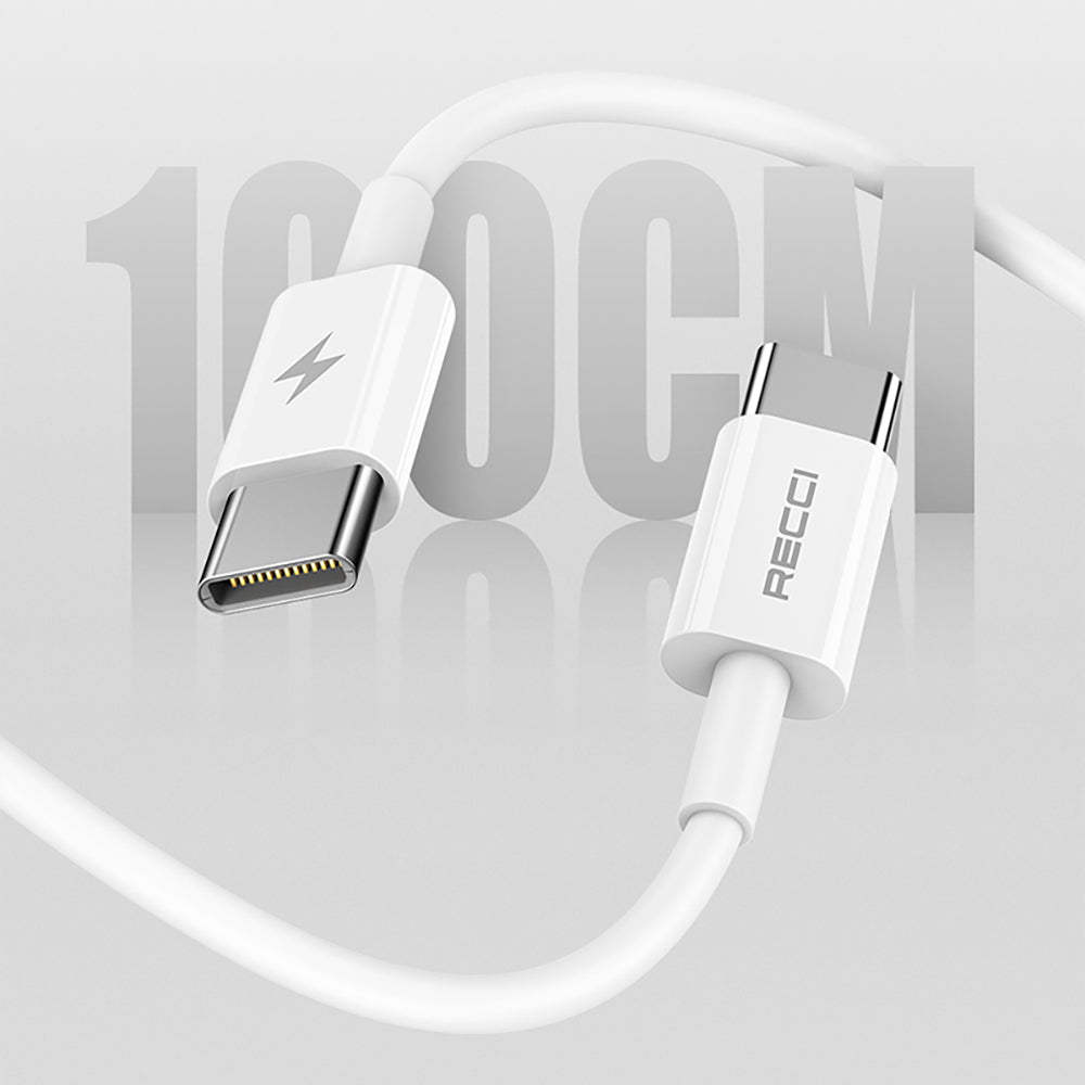 Recci RC108E GaN Teknolojili Hızlı Şarj Başlığı Type-C to Type-C PD 45W Kablolu Şarj Seti