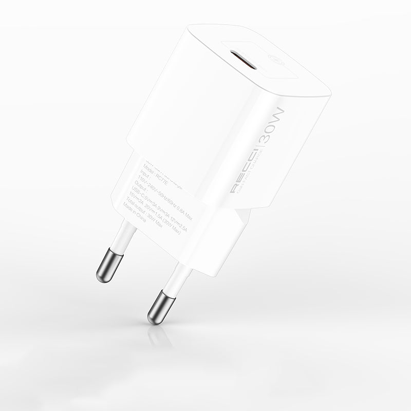 Recci RC77E GaN Teknolojili Hızlı Şarj Başlığı Type-C to Type-C PD 30W Kablolu Şarj Seti