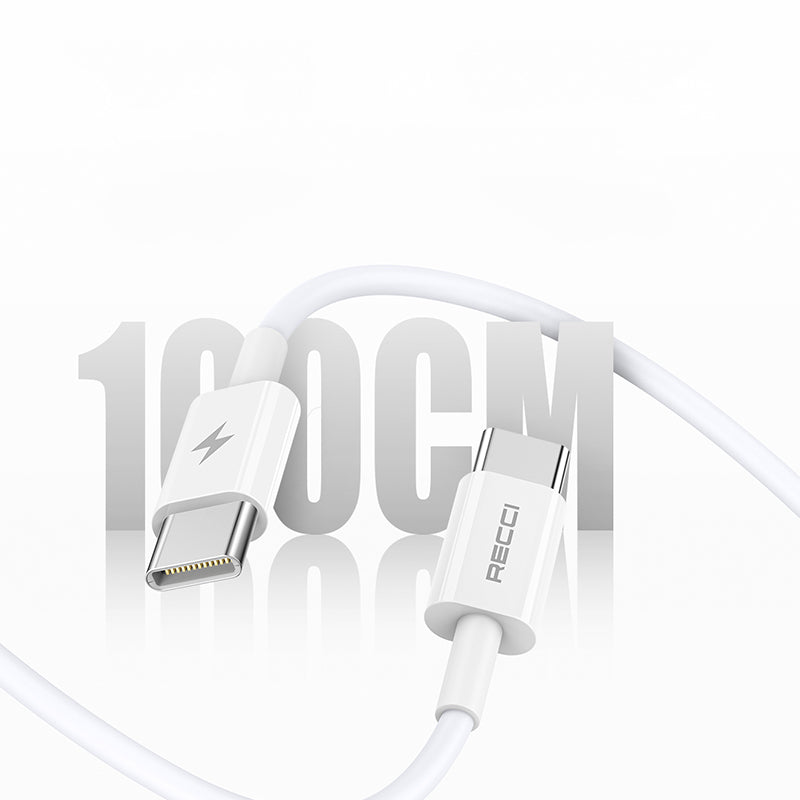 Recci RC77E GaN Teknolojili Hızlı Şarj Başlığı Type-C to Type-C PD 30W Kablolu Şarj Seti