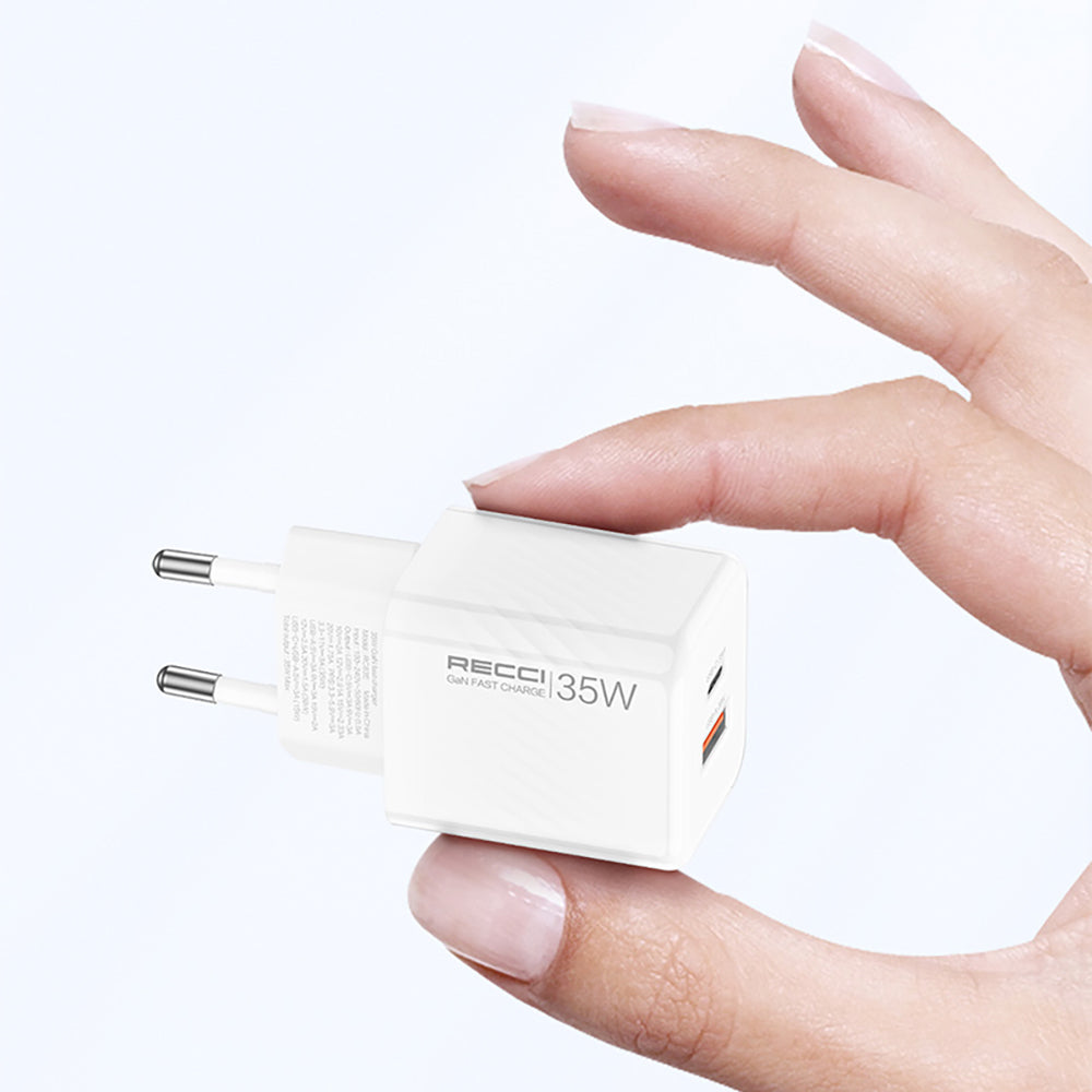 Recci RC83E Type-C PD & USB-A GaN Teknolojili QC3.0 Hızlı Şarj Başlığı 35W