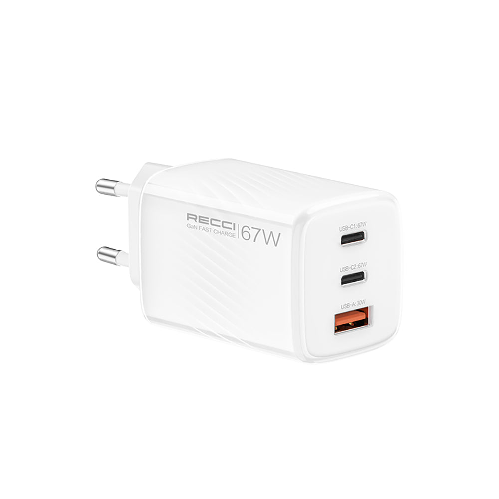 Recci RC85E GaN Teknolojili Hızlı Şarj Başlığı USB-A to Type-C PD 67W Kablolu Şarj Seti