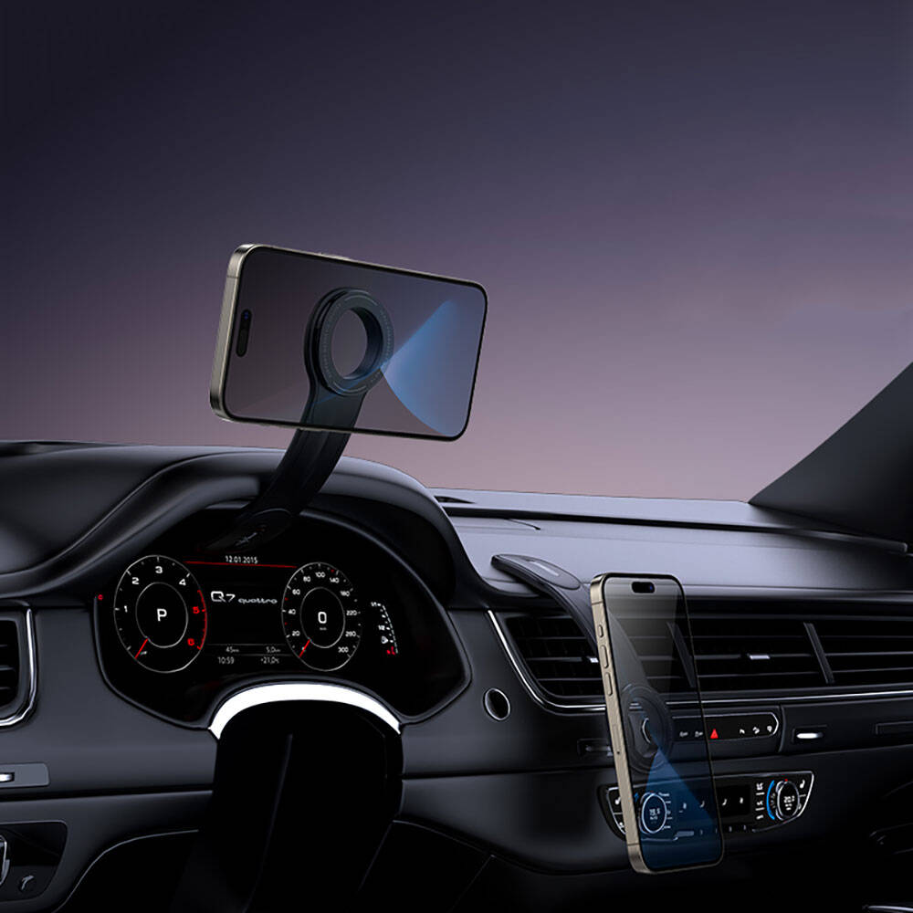 Recci RHO-C40 Magnetik M-safe Uyumlu Bükülebilen Eğimli ve Düz Zemin Araç Telefon Tutucu