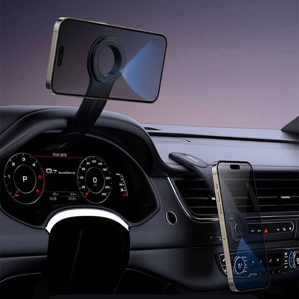 Recci RHO-C40 Magnetik M-safe Uyumlu Bükülebilen Eğimli ve Düz Zemin Araç Telefon Tutucu