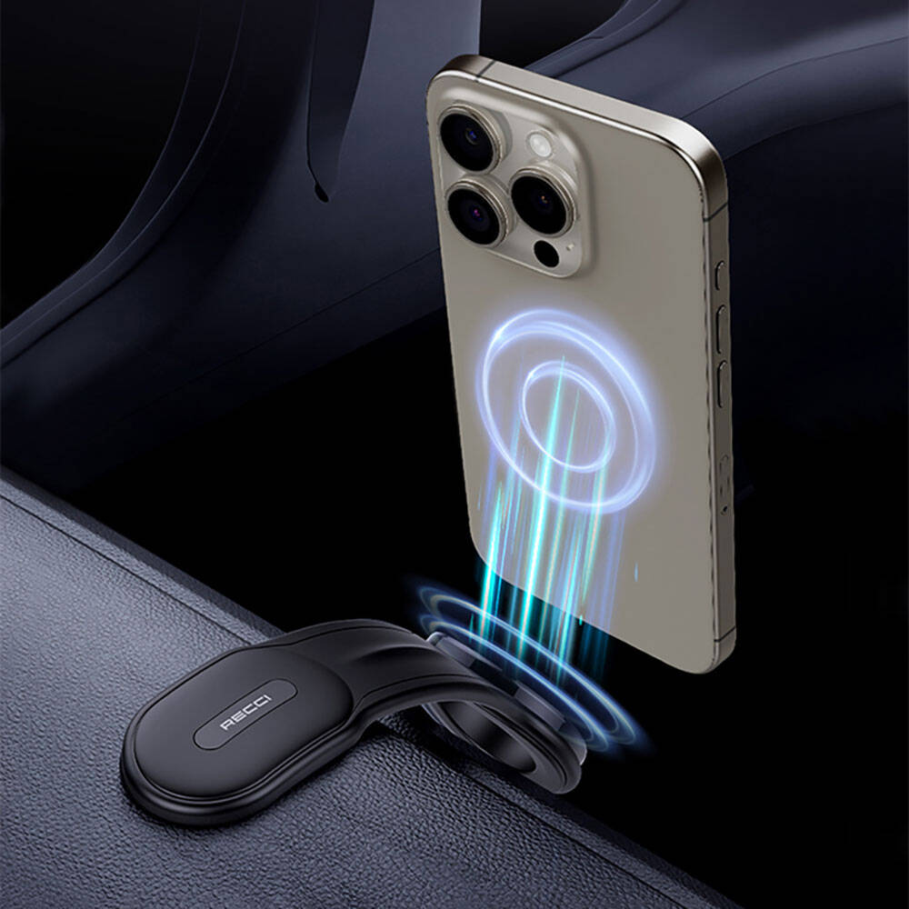 Recci RHO-C40 Magnetik M-safe Uyumlu Bükülebilen Eğimli ve Düz Zemin Araç Telefon Tutucu