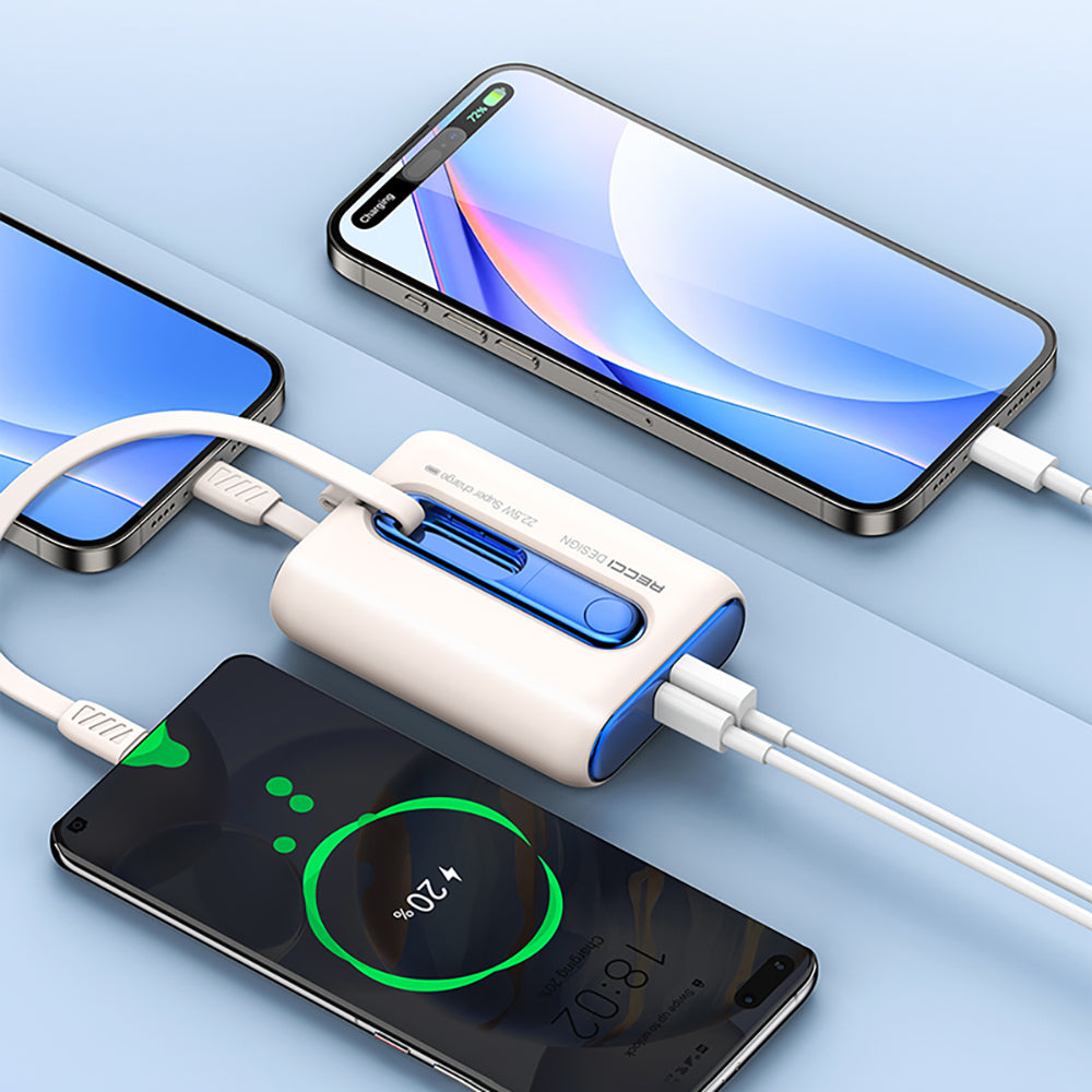 Recci RPB-P12 PD 20W Askı İpli Hızlı Şarj Özellikli Type-C Kablolu Powerbank 22.5W 9000mAh