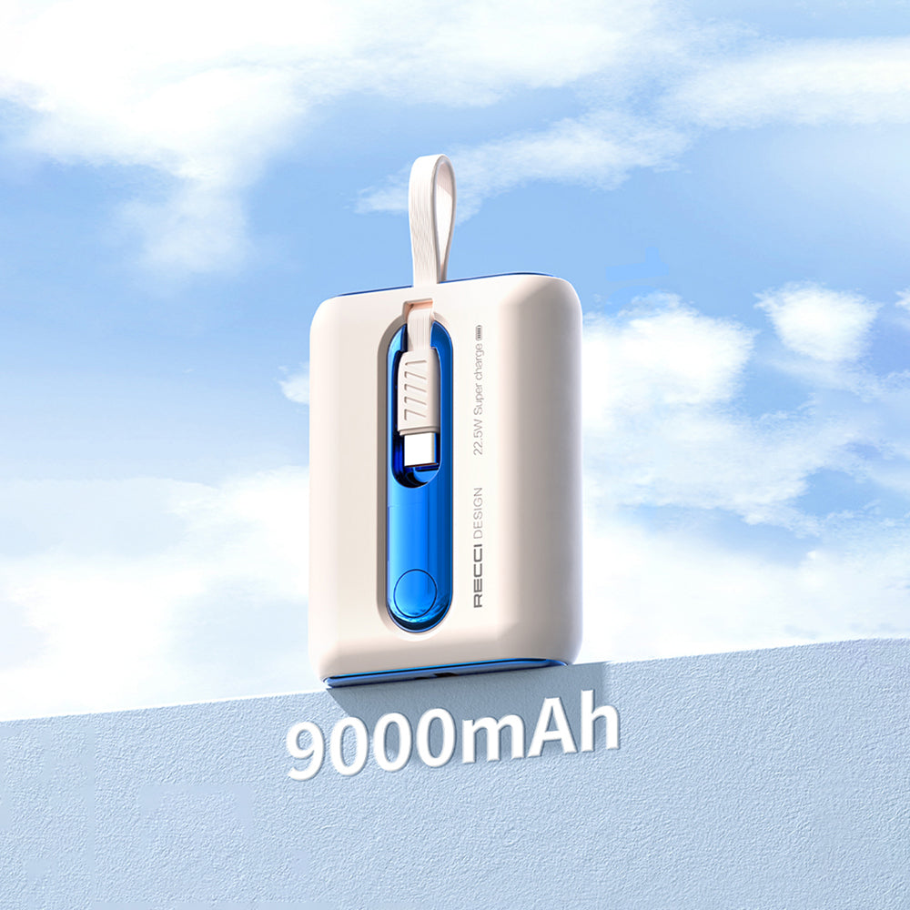 Recci RPB-P12 PD 20W Askı İpli Hızlı Şarj Özellikli Type-C Kablolu Powerbank 22.5W 9000mAh