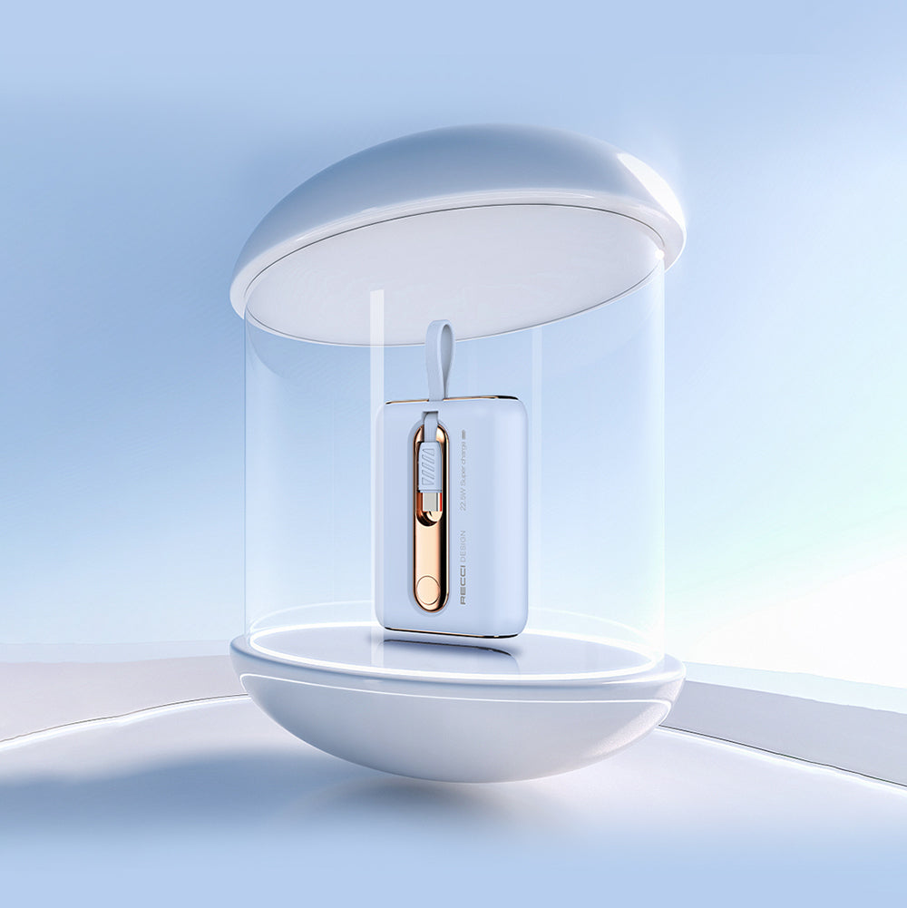 Recci RPB-P12 PD 20W Askı İpli Hızlı Şarj Özellikli Type-C Kablolu Powerbank 22.5W 9000mAh