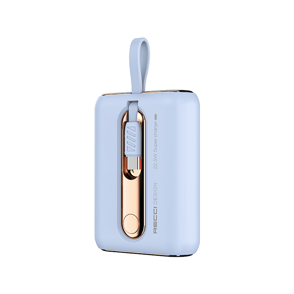 Recci RPB-P12 PD 20W Askı İpli Hızlı Şarj Özellikli Type-C Kablolu Powerbank 22.5W 9000mAh