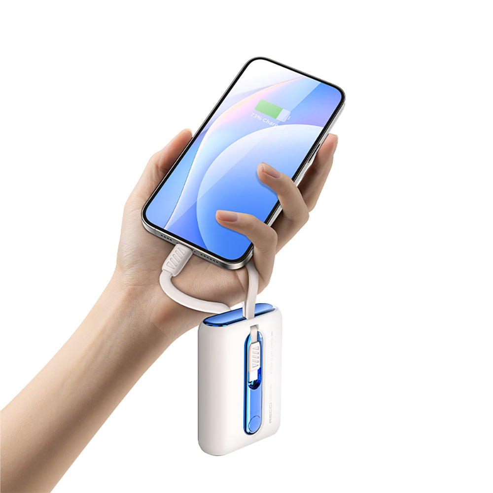 Recci RPB-P12 PD 20W Askı İpli Hızlı Şarj Özellikli Type-C Kablolu Powerbank 22.5W 9000mAh