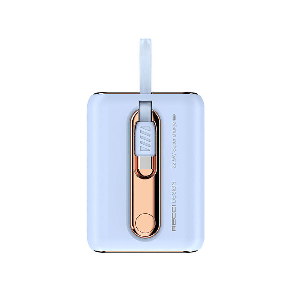 Recci RPB-P12 PD 20W Askı İpli Hızlı Şarj Özellikli Type-C Kablolu Powerbank 22.5W 9000mAh