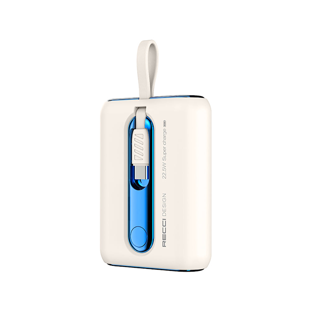 Recci RPB-P12C PD 20W Askı İpli Hızlı Şarj Özellikli Type-C Kablolu Powerbank 22.5W 10.000mAh