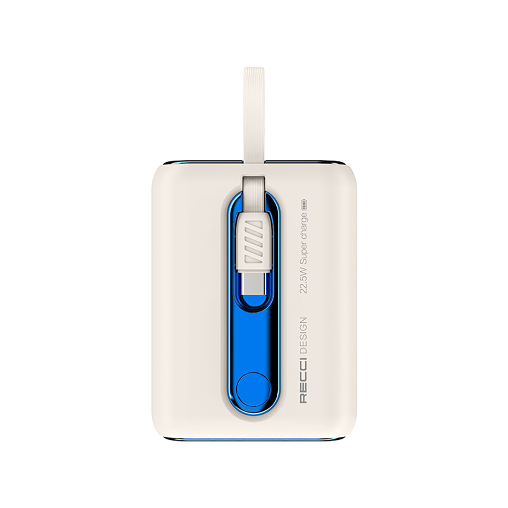 Recci RPB-P12C PD 20W Askı İpli Hızlı Şarj Özellikli Type-C Kablolu Powerbank 22.5W 10.000mAh