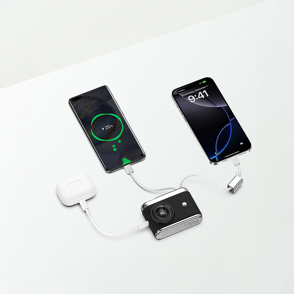 Recci RPB-P66 PD 20W Hızlı Şarj Özellikli Type-C & lightning Kablolu Powerbank 22.5W 10.000mAh