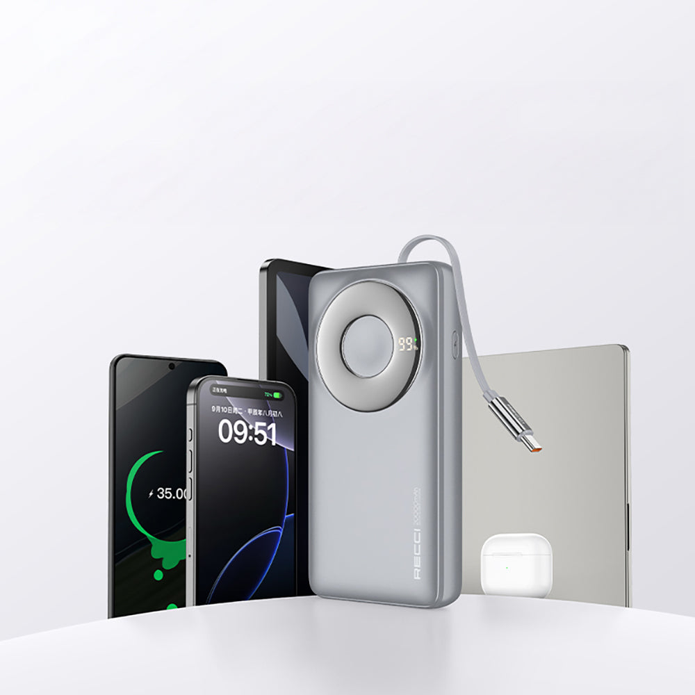 Recci RPB-P72 Hızlı Şarj Özellikli Type-C Kablolu Powerbank 65W 20.000mAh