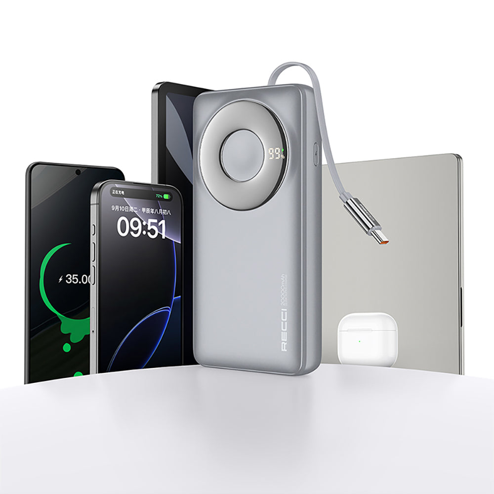 Recci RPB-P72 Hızlı Şarj Özellikli Type-C Kablolu Powerbank 65W 20.000mAh