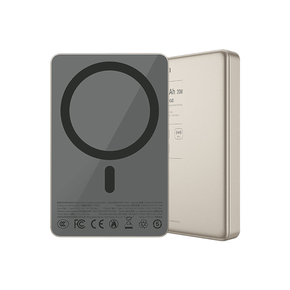 Recci RPB-W36 Ultra İnce PD 20W Hızlı Şarj Özellikli Wireless Powerbank 15W 10000mAh