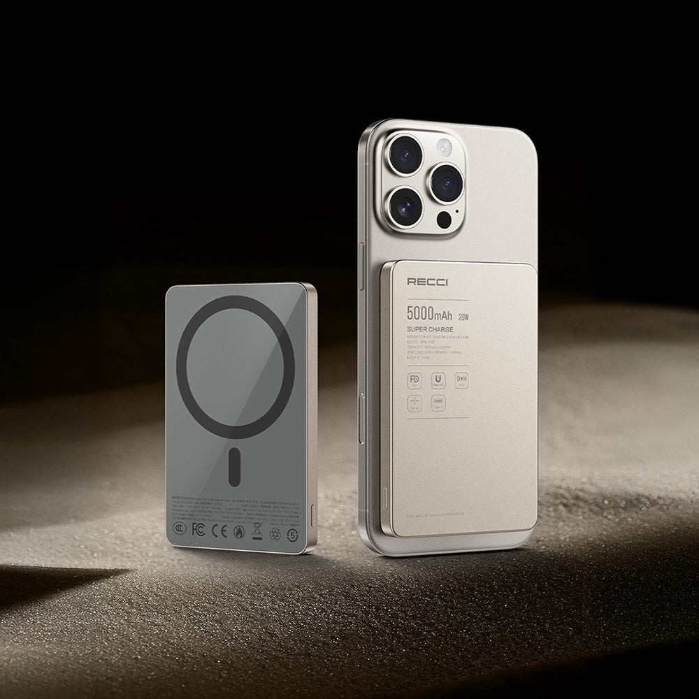 Recci RPB-W36 Ultra İnce PD 20W Hızlı Şarj Özellikli Wireless Powerbank 15W 10000mAh