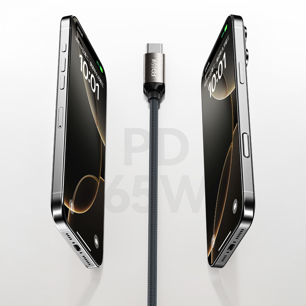 Recci RS35CC Type-C to Type-C PD 65W Örgü Tasarımlı Hızlı Şarj Özellikli Data ve Şarj Kablosu 1M