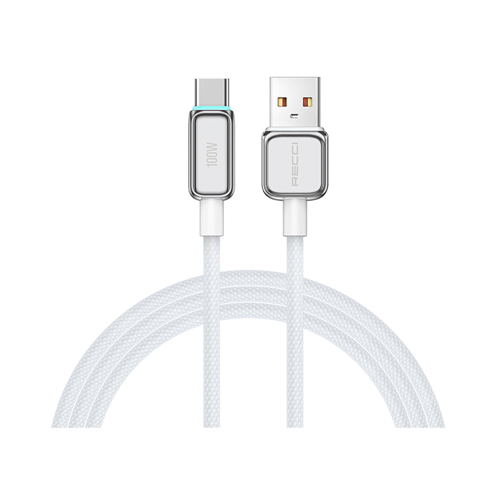 Recci RS42C Lamp Display Serisi USB-A to Type-C 100W Hızlı Şarj Özellikli Data ve Şarj Kablosu 1.5M