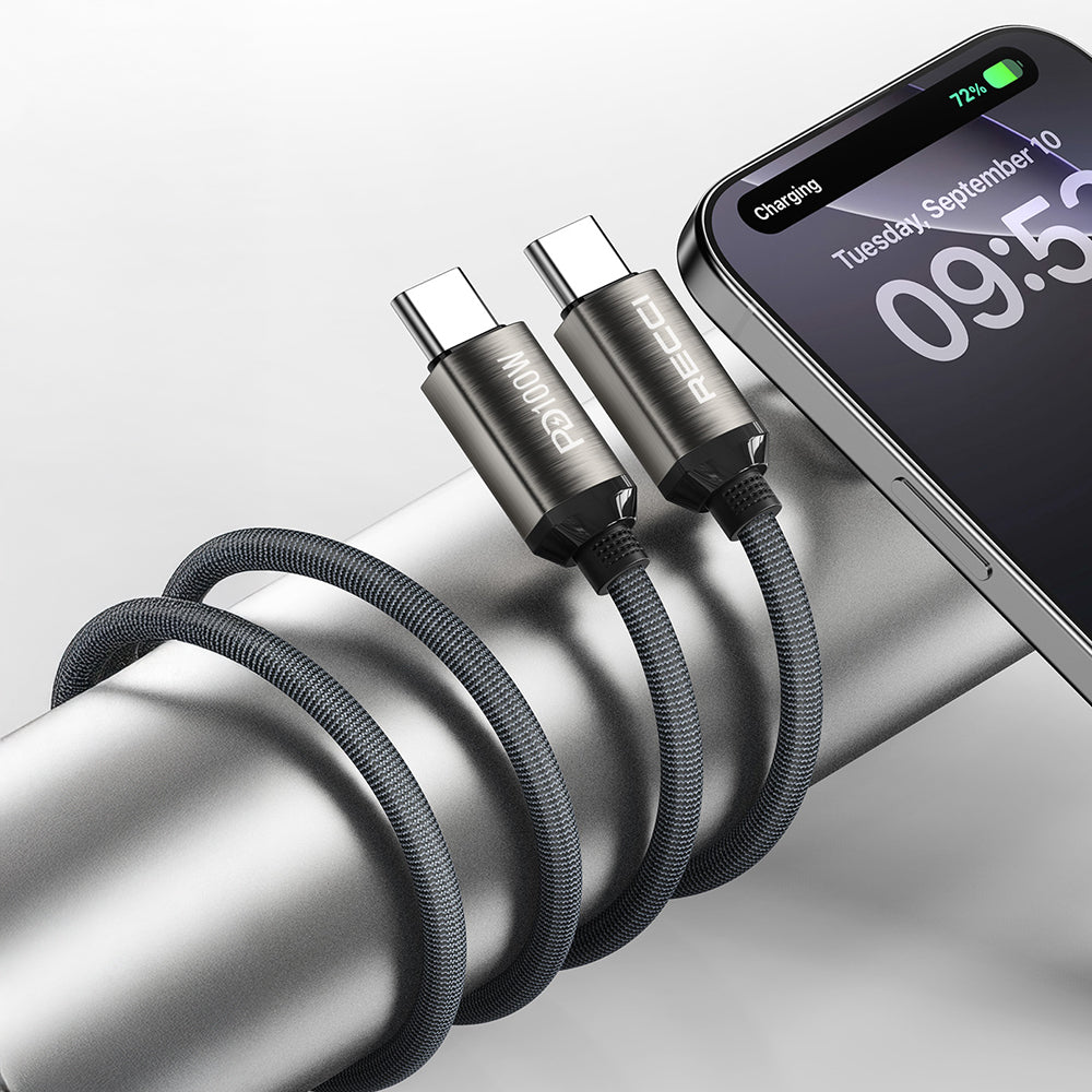 Recci RS45CC Type-C to Type-C PD 100W Örgü Tasarımlı Hızlı Şarj Özellikli Data ve Şarj Kablosu 1M