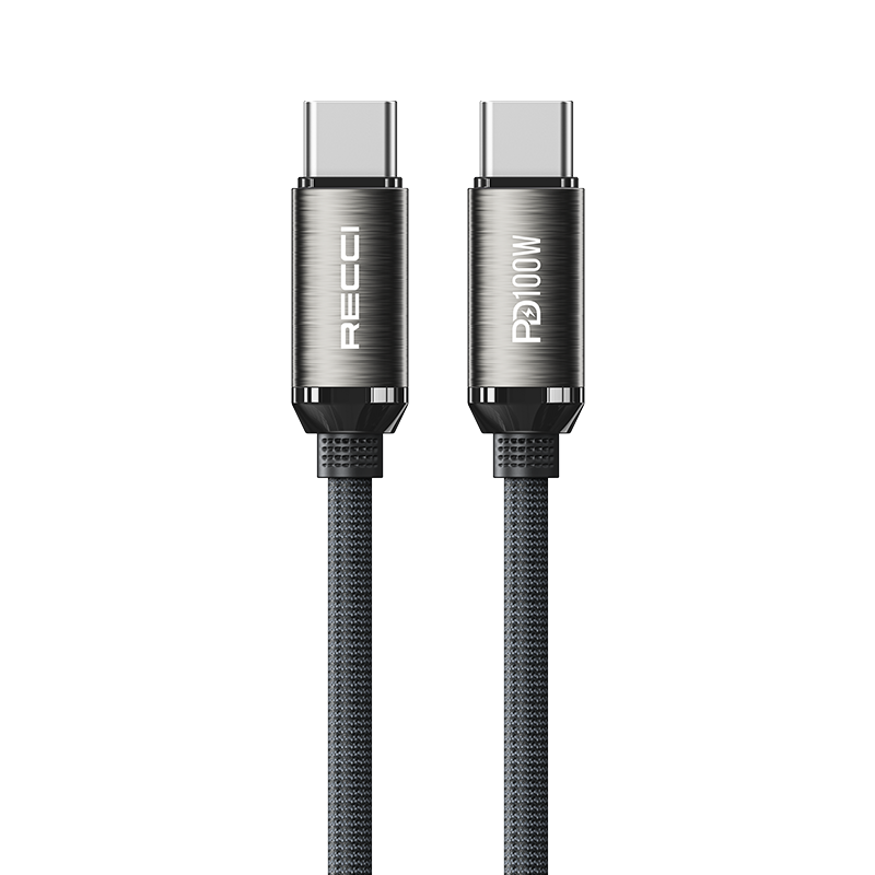 Recci RS45CC Type-C to Type-C PD 100W Örgü Tasarımlı Hızlı Şarj Özellikli Data ve Şarj Kablosu 1M