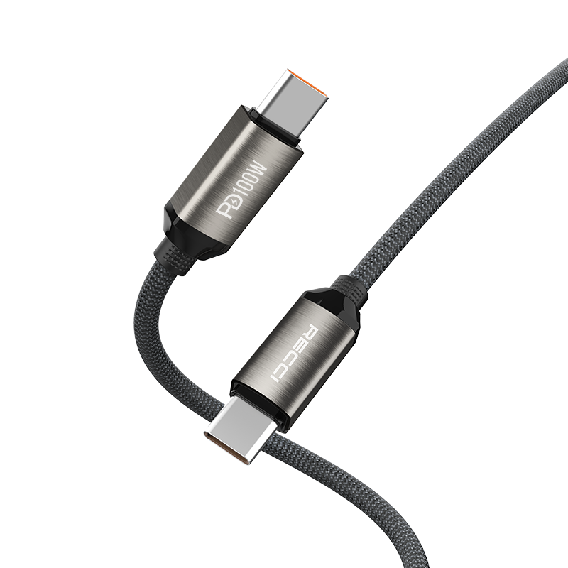 Recci RS45CC Type-C to Type-C PD 100W Örgü Tasarımlı Hızlı Şarj Özellikli Data ve Şarj Kablosu 1M
