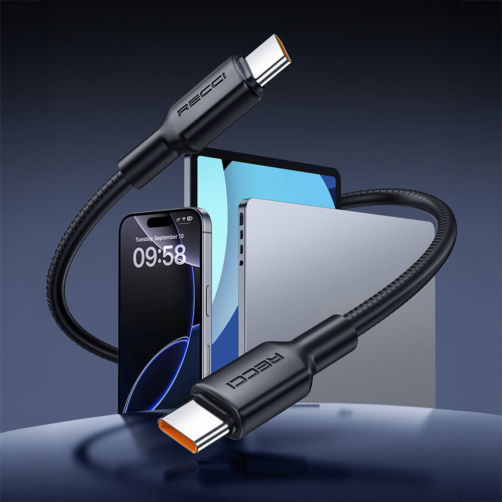 Recci RS46C USB-A to Type-C 2.4A Hızlı Şarj Özellikli Data ve Şarj Kablosu 100W 1.2M