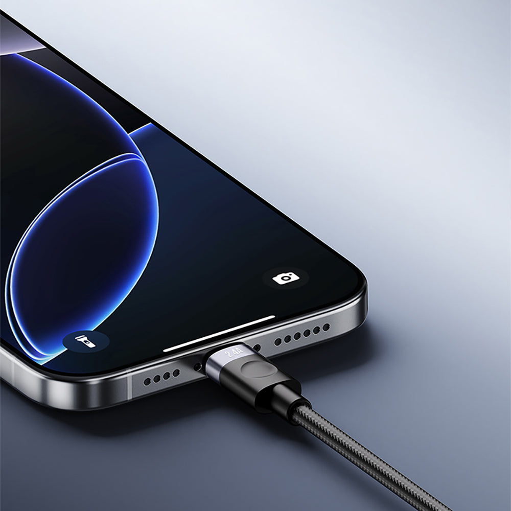 Recci RS50L USB-A to Lightning Örgü Tasarımlı Hızlı Şarj Özellikli Data ve Şarj Kablosu 1M