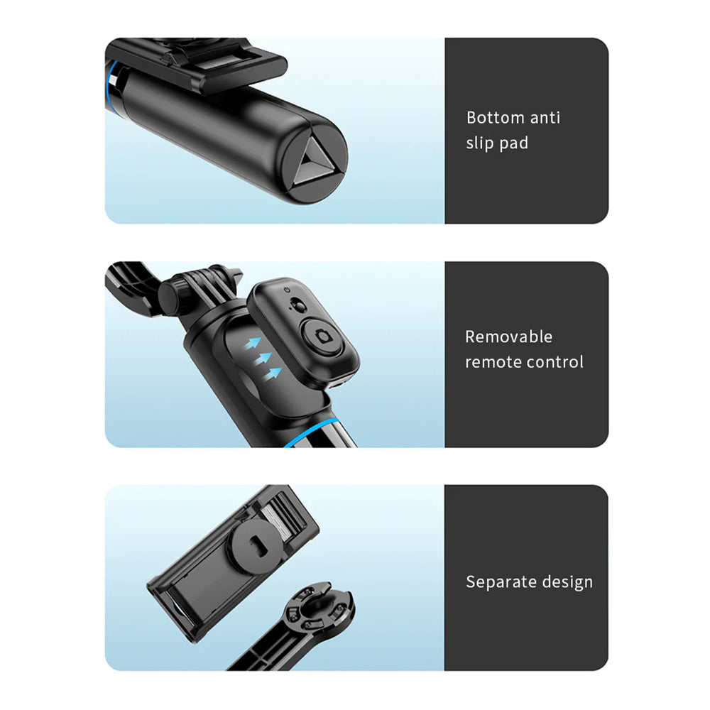 Recci RSS-W03 Bluetooth 5.0 Uzaktan Kumandalı Çok Fonksiyonlu Selfie Çubuğu