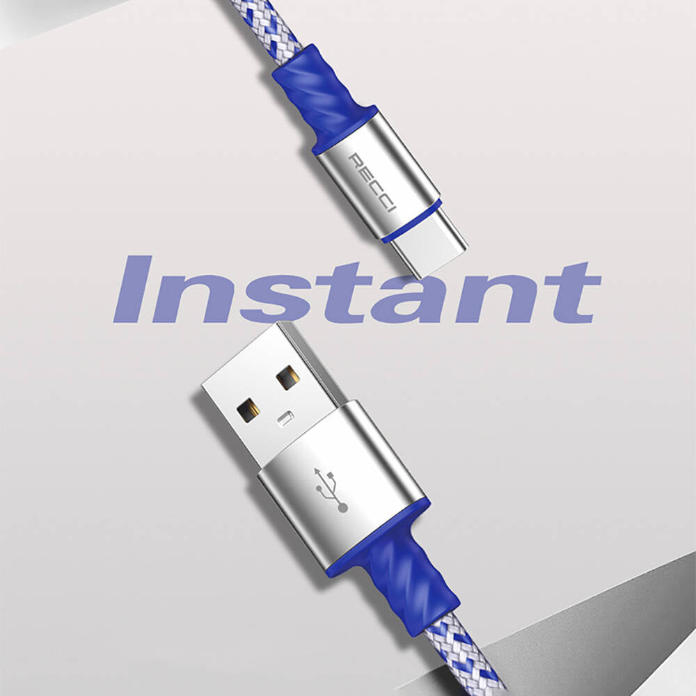 Recci RTC-N32C Instant Serisi USB-A to Type-C 3A Hızlı Şarj Özellikli Şarj ve Data Kablosu 1M