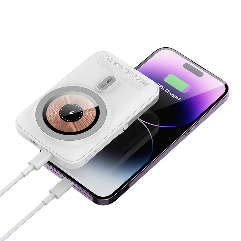 Recci W08 Metal Standlı 15W M-safe Şarj Özellikli 20W PD Hızlı Şarj Powerbank 10000mAh