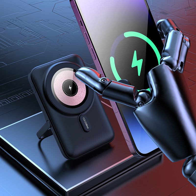 Recci W08 Metal Standlı 15W M-safe Şarj Özellikli 20W PD Hızlı Şarj Powerbank 10000mAh