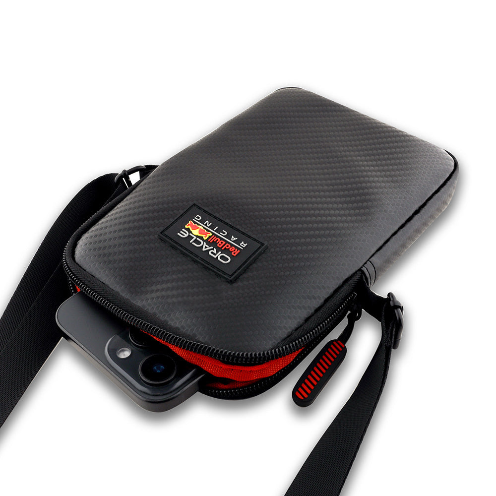 Redbull Orijinal Lisanslı PU Karbon Fiber Tasarımlı Çapraz Vücut Aksesuar Çantası