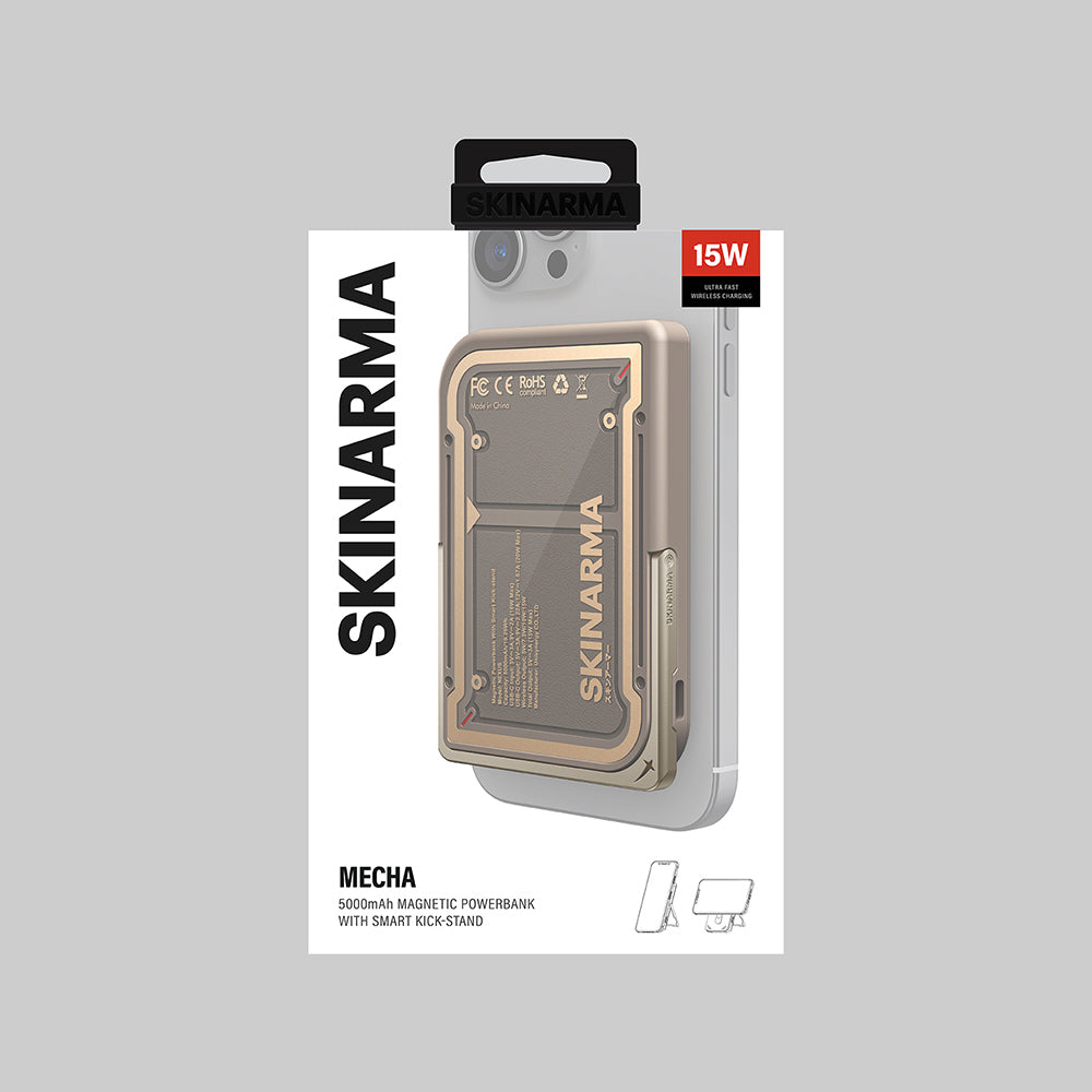 Skinarma Nexus Mecha Kablosuz ve PD Hızlı Şarj Özellikli Metal Standlı Taşınabilir Powerbank 20W 5000mAh