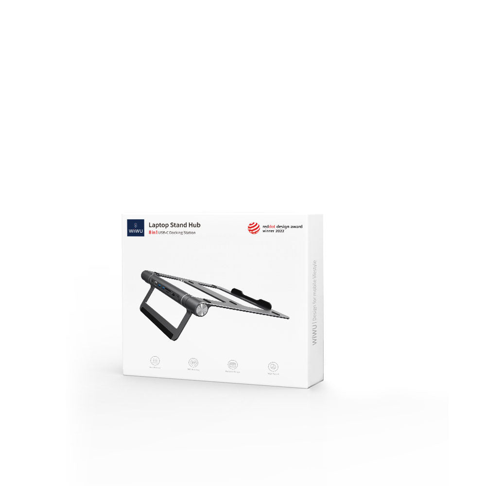 Wiwu A821CH 8in1 Hub Bağlantı İstasyonlu Notebook Laptop Standı PD3.0/USB3.0/RJ45 (1000Mbps)/SD/TF/HDMI (4K@30Hz)