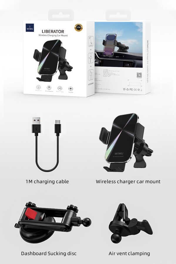 Wiwu CH-307 Liberator Wireless Charging Mount Araç Telefon Tutucu