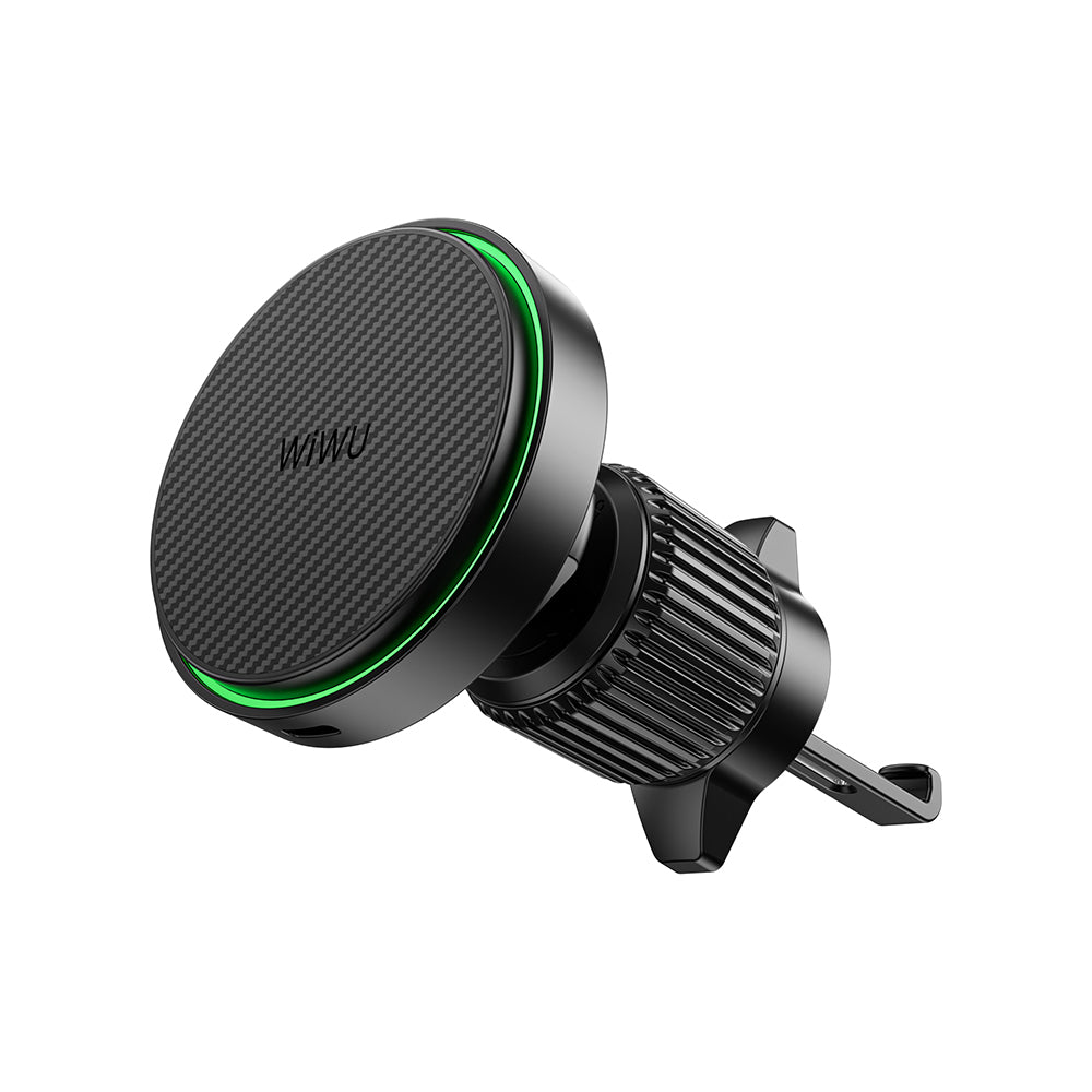 Wiwu CH-325 M-safe Şarj Özellikli Aramid Fiber Qi2 Teknolojili Havalandırma Tasarım Araç Telefon Tutucu 15W