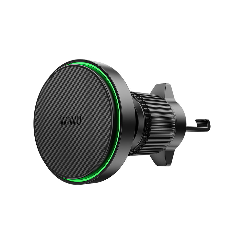 Wiwu CH-325 M-safe Şarj Özellikli Aramid Fiber Qi2 Teknolojili Havalandırma Tasarım Araç Telefon Tutucu 15W