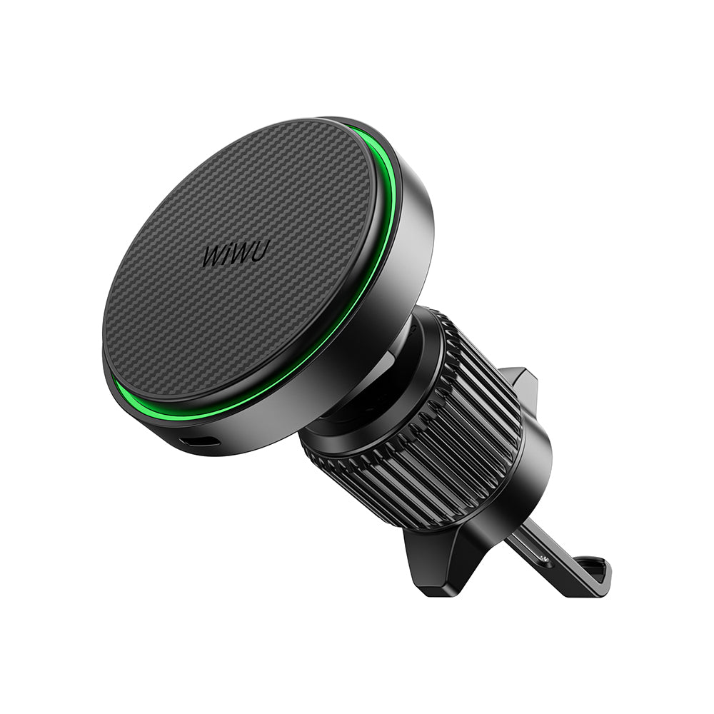 Wiwu CH-325 M-safe Şarj Özellikli Aramid Fiber Qi2 Teknolojili Havalandırma Tasarım Araç Telefon Tutucu 15W