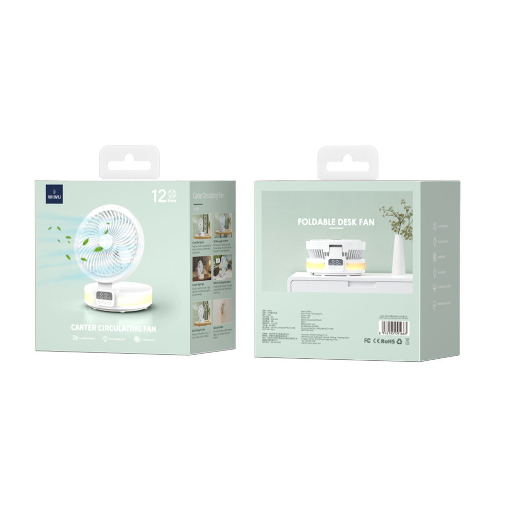 Wiwu FS05 Katlanabilir Şarjlı Dijital LED Ekranlı Gece Lambalı Masaüstü Fan